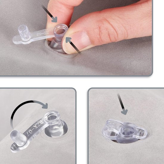 2 x opblaasbaar neksteunkussen – praktisch nekkussen om op te blazen – ideaal reiskussen voor onderweg (vierkant – 2 stuks – zwart grijs)