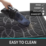 Deurmat voor buiten, antislip, 45 x 75 cm, vuilvangmat, outdoor, wasbaar, weerbestendig, voetmat voor buiten/binnen, voor huisdeur, balkon of terrasdeur, grijs