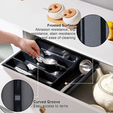 Bestekbak met 6 vakken voor laden, kunststof bestekbak, BPA-vrij en lade-organizer met matte afwerking voor bestek in de keuken, eetkamer, slaapkamer, zwart