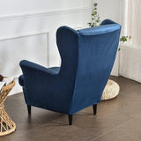 2-Piece Wing Chair Cover, Armchair Throws, Wing Chair, Fashionable, Plain Velvet Protective Cover, Armchair Cover, Beachmon, Tiger Chair Cover with Armrest, High Backrest (Navy Blue)