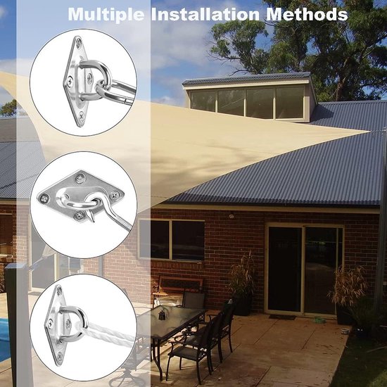 Zonnezeil, bevestiging, zonnezeil, accessoires, roestvrij staal, M6, high-performance luifels, bevestigingsset voor tuin, driehoek en vierkant, 304 roestvrij staal