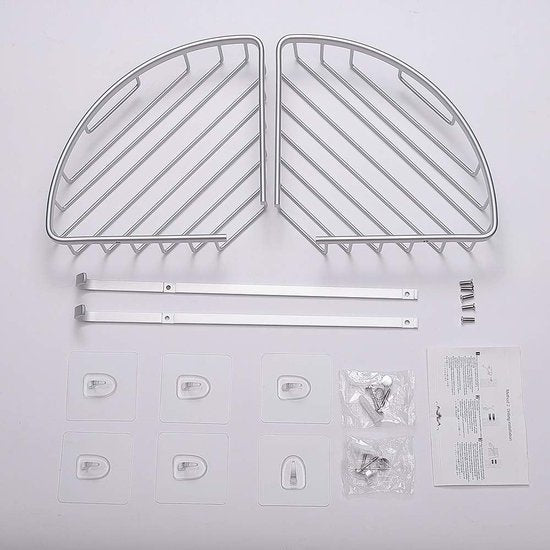 Doucherek zonder boren badkamerrek roestvrij, zelfklevende accessoires zonder stansen aluminium Geef een zeepkist 2 etages zilver
