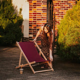 Ligstoel, hout, beukenhout, inklapbaar, voor zelfmontage, zonnestoel, strandstoel, tuinligstoel voor tuin, zwembad, camping, strand, bars, cafés, hotels, tot 130 kg, verstelbaar, 4 standen