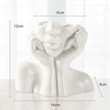 Esthetische vaas wit, kleine keramische bloemenvaas modern voor thuis kamer boeken decoratie, esthetische decoratieve boeken gezicht vazen ​​decoratie voor gebruik binnenshuis, zonder bloemen