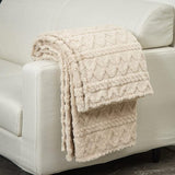 Knuffeldeken, 150 x 200 cm, woondeken, lamsdeken, wollige zachte sofadeken, fleecedeken, warme knuffeldeken voor bed, bank, beige