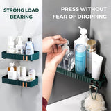 Groene badkamerplank zonder boren, doucheplank. Kunststof opbergorganisator badkamer regenjas, keuken, toilet. Multifunctioneel zelfklevend plankje met 2 haken (2 planken)