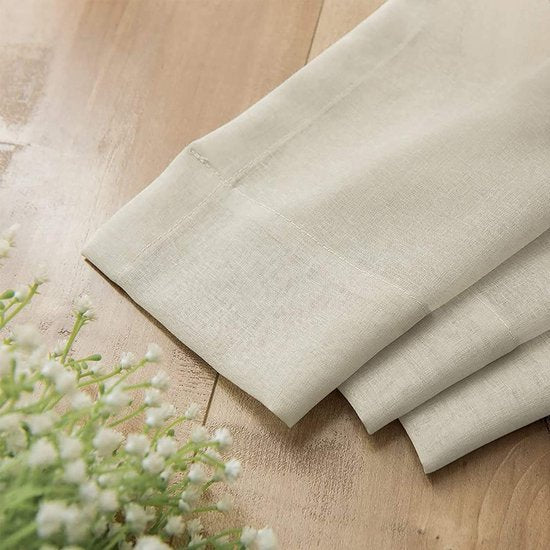 Doorschijnend gordijn met oogjes, transparant gordijn, set van 2, lichtbeige, 225 cm