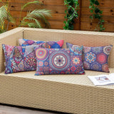 Pack of 4 Waterproof Cushion Covers Cotton Linen 30 x 50 cm Waist Pillowcase Sofa Cushion Retro Mandala Cushion Cover for Home Sofa Outdoor Garden Living Room Bedroom 12 x 20 Inches