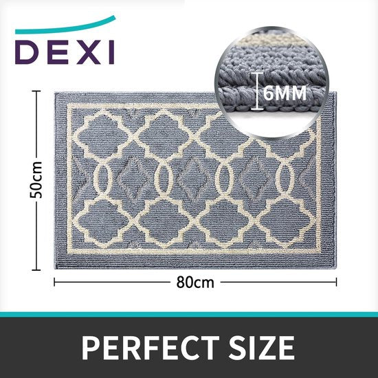 Deurmat binnen 50 x 80 cm, wasbaar, vuilvangmat, antislip, voetmat, binnen, waterabsorberende voetmatten, huisdeur, deurmat, deurmat, lichtgrijs