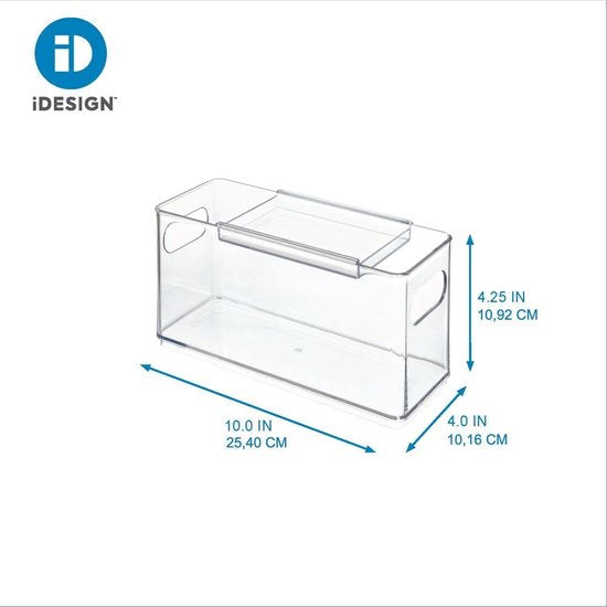 Doorzichtige gerecyclede plastic organizercontainer met uitschuifbaar dienblad