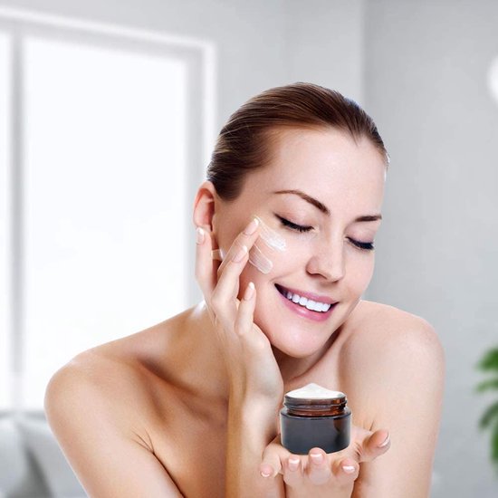 CrÃ¨mecontainer, 30 ml amberkleurige glazen fles, lege hervulbare container, bruine glazen container met deksel voor cosmetica, crÃ¨mes, lotions, etherische oliÃ«n (6 stuks)