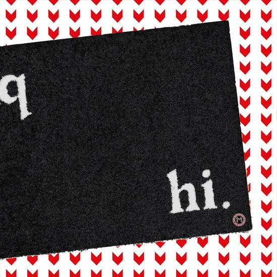 Hi Bye Deurmat 75 x 50 cm zwart nylonvezels robuust ontwerp vuilvangmat met spreuk – deurmat wasbaar buiten en binnen