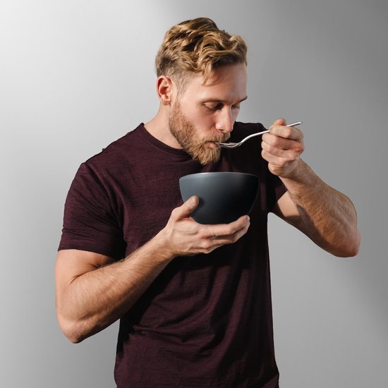 Bowl Mueslikommen, set van 12, onbreekbaar, 750 ml dessertkommen, soepkommen, kommen en kommen set van kunststof (antraciet zwart, 12 x 750 ml)