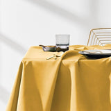 Tafelkleed 140 x 260 cm, tafelkleed, vlekbescherming, afwasbaar, waterafstotend, vuilafstotend, polyester, rechthoekig, banketdecoratie, het hele jaar door mosterd