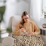 Knuffeldeken luipaarddeken met luipaardpatroon, 150 x 200 cm, fleecedeken, wollig, luipaardpatroon, zachte bankdeken, woondeken, bankdeken