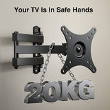 Perlegear TV Muurbeugel, Draaibaar Kantelbaar Uitschuifbaar TV-Beugel bevestiging Past op Vlakke en Curved TV tot 20 kg, max. VESA