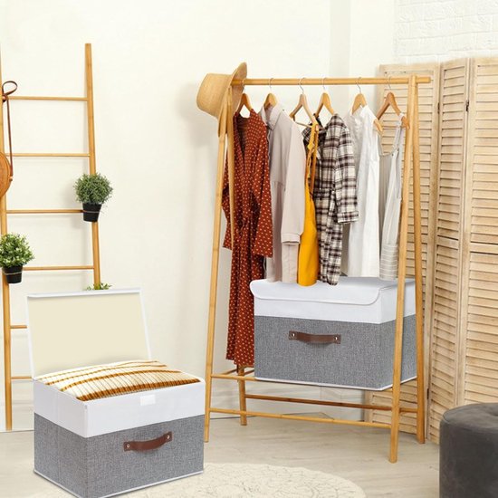 Opbergdozen met deksels, 3-pack, opvouwbare opbergbak met handvat, voor het, 45x30x30cm