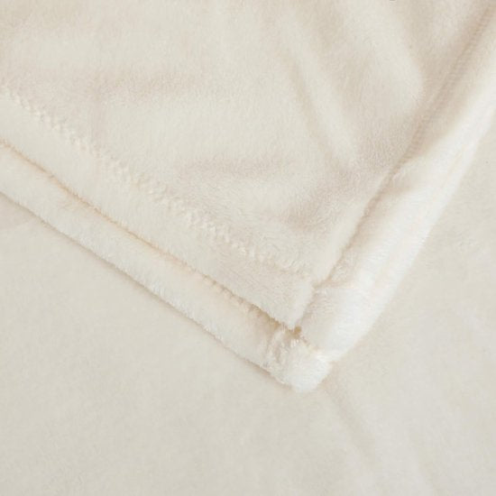 Fleecedeken/knuffeldeken - flanel, extra zacht en warm - kreukbestendig/verkleurt niet, te gebruiken als bedsprei of deken op de bank - 150 x 200 cm - Wit