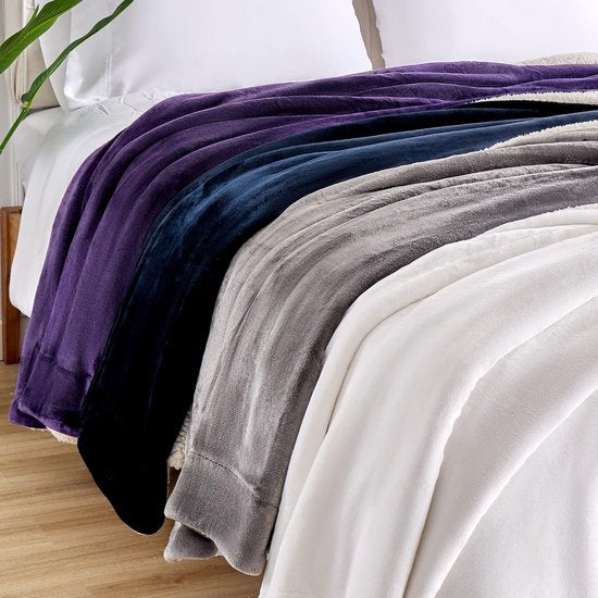 Sherpa knuffeldeken, pluizige hoogwaardige deken, superzachte fleecedeken als woonkamerdeken, sprei, warme banksprei, marineblauw, 152 x 203 cm