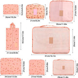 Packing Cubes Kofferorganizer, 8 stuks, kofferorganizer, pakzakken, pakzakken met schoenenzak, waszak, reisorganizer, kledingtassen voor rugzak (roze)