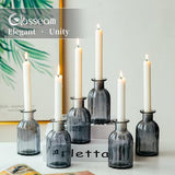 Kleine vazenset, glazen vaas, 6 stuks, mini-bloemenvaas, grijs, vintage, glas, rond, glazen vazen, flessenvaas, kleurrijk, klein geribbeld, tafelvaas, vazenset, glazen fles, decoratie voor