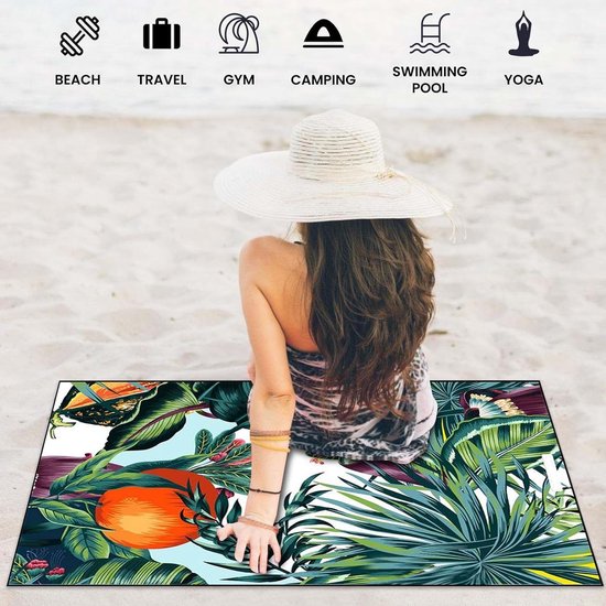 Strandlaken, microvezel strandlaken, microvezel badhanddoek groot 180x90cm, superlichte strandlaken, sneldrogend, absorberende sporthanddoek voor sport, reizen, yoga, kamperen, strandgymnastiek