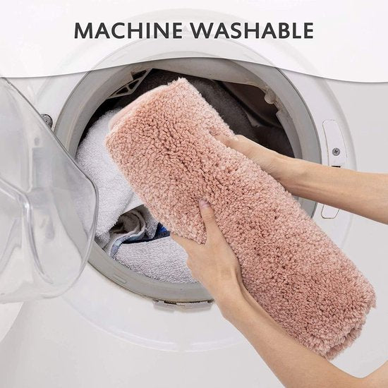 Antislip badmat, badkamertapijt, waterabsorberende badmat voor badkamer, vloermat, zachte pluche microvezel, badmat, douchemat (rood, 50 x 150 cm)