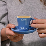 Set van 6 Espresso Kopjes Kleurrijk met Schotels - Keramisch - Houdt Lang Warm - Moderne Kleurenmix - Geschenkverpakking - 70ml