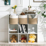 Gevlochten mand, gemaakt van katoen, voor het opbergen van speelgoed in de kinderkamer, opbergmand, decoratieve pot, mand voor de woonkamer, slaapkamer, 28 (D) x 28 (H) cm, natuurlijk.