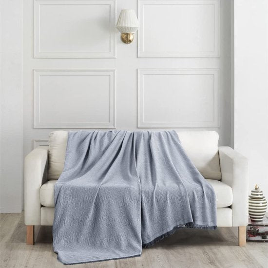 ElfRoutes Sofa Throws & Bed Throws - Zeer grote worpen (175x230 cm) - 100% Katoen Grote Plaws voor Settees - Plaws voor Tweepersoonsbed - Plaids voor Fauteuils - Boho Throws voor Banken - Grijs