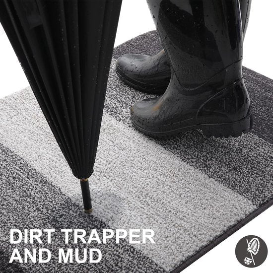 Indoor Dirt Trapper Mat, Antislip Deurmat, Machinewasbaar, Robuuste Deurmat, Absorberende Deurmat voor Honden, Ingang, Voordeur (43 x 76 cm, Grijs)