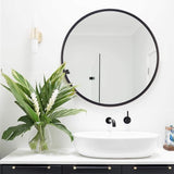 Ronde spiegel, wandspiegel, 50 cm, badkamerspiegel voor hal, woonkamer, slaapkamer, zwart Vertaling: Ronde spiegel, wandspiegel, 50 cm, badkamerspiegel voor de hal, woonkamer, slaapkamer, zwart.