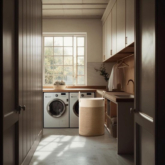 Gevlochten mand katoenen touw opbergmanden - grote katoenen mand, wasmand voor deken, kinderspeelgoed, mand L wasmand voor kinderkamer 58L