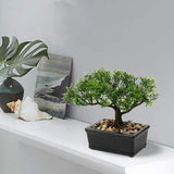 Plant Kunstboom Bonsai Ceder Pine Podocarpus Plastic Plant Kunstplant met keramische bloempot in zwart voor Badkamer Decoratie Desktop Kantoor Vensterbank