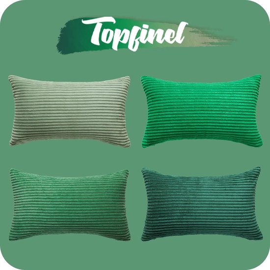 Kussensloop 30 x 50 cm groen set van 4 corduroy kussenslopen kussensloop decoratieve kussenhoes voor bank slaapkamer