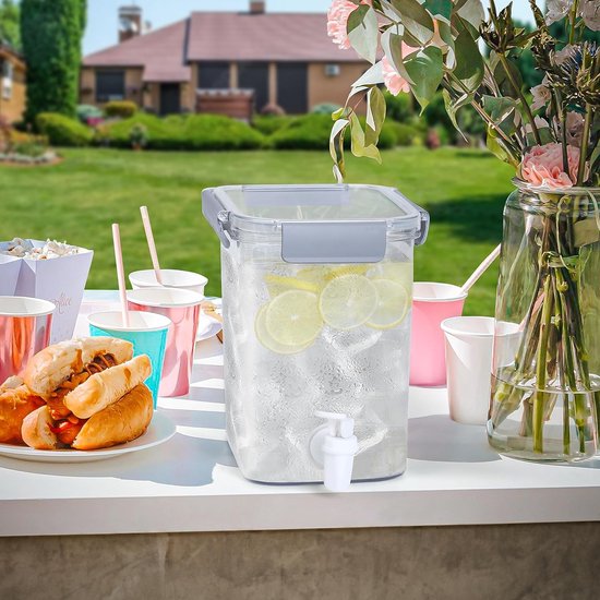 3,5 l drankdispenser met tapkraan, waterdispenser met deksel en tapkraan voor de koelkast, voedselveilige drinkdispenser van kunststof, voor limonade, koud sap en ijsthee