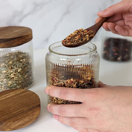 Luchtdichte glazen voorraadpot voor koekjes, pasta, meel, suiker - ideaal voor keuken, bijkeuken, badkamer - 0,5L, 1st