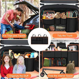 Kofferbakorganizer voor in de auto, 100 x 45 cm, grote autoopbergtas, kofferbaktas, waterdichte tas, autostoelorganizer met 6 verstelbare riemen en 3 bevestigingsriemen
