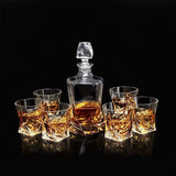 7-delige whiskyglazen en karafset, loodvrije kristalglazen, 800 ml whiskykaraf met 6 x 300 ml glazen, hoogwaardig, mooie geschenkdoos