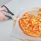 Pizzaschaar, pizzasnijder met scherp roestvrijstalen lemmet van levensmiddelenkwaliteit en handgreep met zachte handgreep, multifunctionele keukenschaar, 27 cm, zwart/grijs