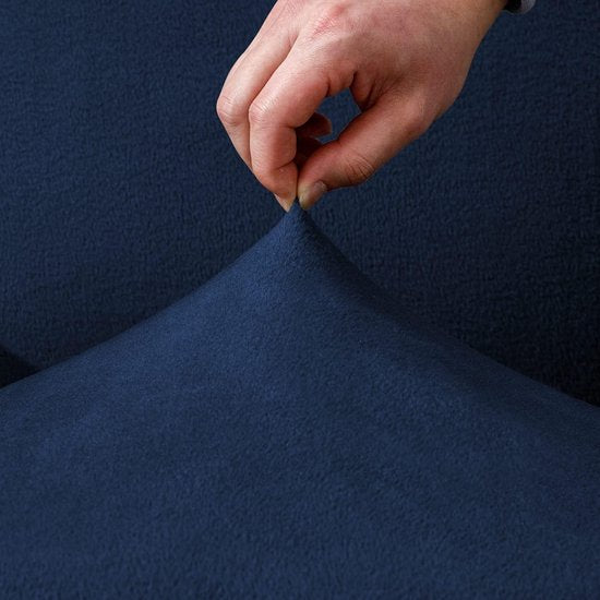 Fluwelen optische stoelhoes, fauteuilhoes, fauteuilhoes, elastische stretchhoes voor vleugelstoel, donkerblauw