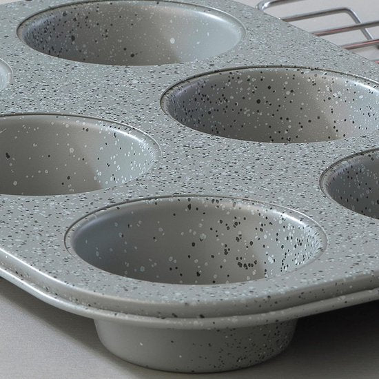 Muffin-bakvorm voor 6 kopjes - muffinvorm, muffinbakplaat met antiaanbaklaag, bakplaat met antiaanbaklaag, bakvorm voor cupcakes, brownies, vormen, mini-muffins bakvorm