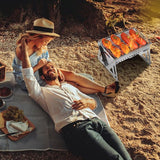 Campinggrill Vouwgrill, Houtskoolgrill Picknickgrill Roestvrij staal Draagbare Campinggrill Afneembare BBQ-grills voor buitentuinfeestpicknick voor 1-2 personen (21 x 16 x 12 cm)