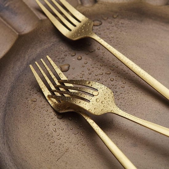 Mat gouden tafelvorken set van 6 roestvrij staal 8,4 inch vorken Bestekset Dessertvorken Tafelvorken Saladevorken voor de keuken thuis of in het restaurant Vaatwasmachinebestendig