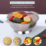 Roestvrijstalen Colander 5 Quart, professionele zeef met heavy duty handgrepen en zelfdragende vaste ringbasis voor pasta, spaghetti, bessen, groenten, fruit, pasta, salades,