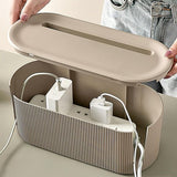 kabelbox, organizer, box met deksel, kabelmanagement, ABS-kunststof, kabelmanagement, box, multifunctionele overspanningsbeveiliging voor kabelstrips, bruin