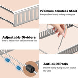 pannenhouder voor lade, uitbreidbare potdekselhouder met 7 verstelbare verdelers, potdeksel opbergpan organizer dekselhouder voor keuken, zilver