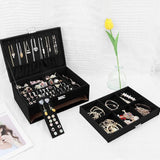 Sieradendoos, sieradenkistje met schuifladen voor dames en meisjes, fluwelen sieradendoosje, grote sieradenorganizer voor ringen, oorbellen, armbanden, halskettingen, zwart