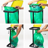 Trash bag stand, trash bag holder up to 120 liters, set of 3, yellow lid, adjustable in height, odorless, yellow bag stand with clamp ring.