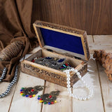 Handgesneden decoratieve houten kist met Keltisch bloemensnijwerk, multifunctioneel gebruik als sieradenopslag, sieradenhouder of horlogedoos, ideaal als cadeau